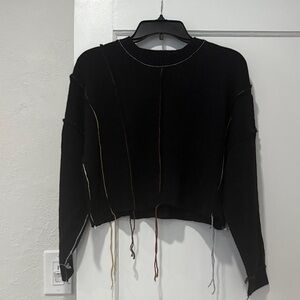 Forever 21 Black Crop Top with Multicolor Stitching